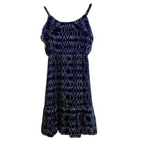 Gap Women Blue Diamond Print Ruffle Strap Dress‎ Small